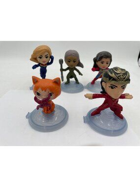 Marvel Figurine Set Of 5 Featuring Superheroes & Cat Collectibles On Stands